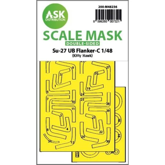 Su-27UB Flanker-C double-sided express fit mask for Kitty Hawk, 1/4...