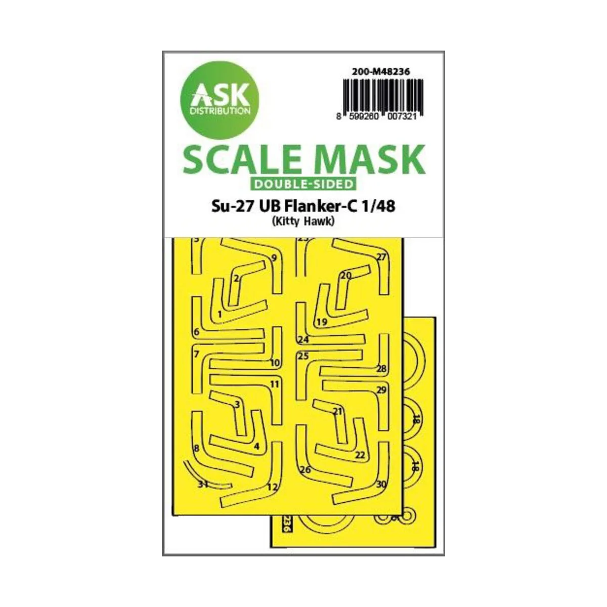 Su-27UB Flanker-C double-sided express fit mask for Kitty Hawk, 1/4...