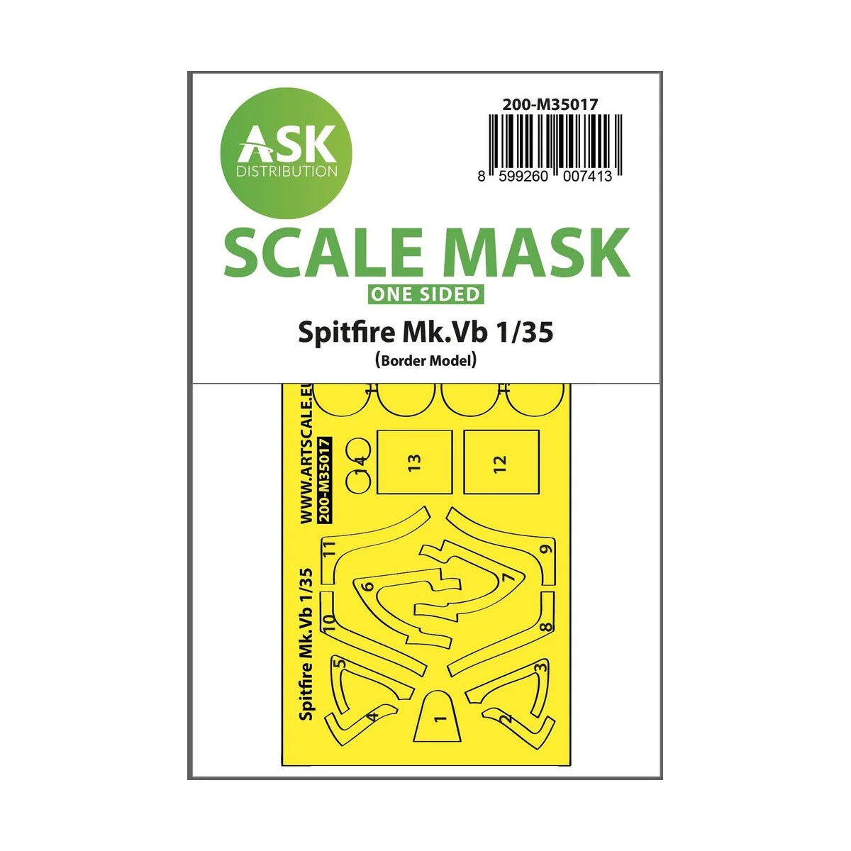 Spitfire Mk.Vb one-sided express fit painting mask for Border Model...