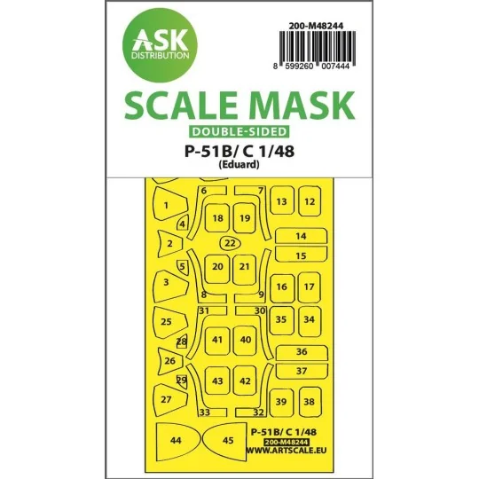 P-51B/C Mustang double-sided express fit mask for Eduard, 1/48 - Ar...