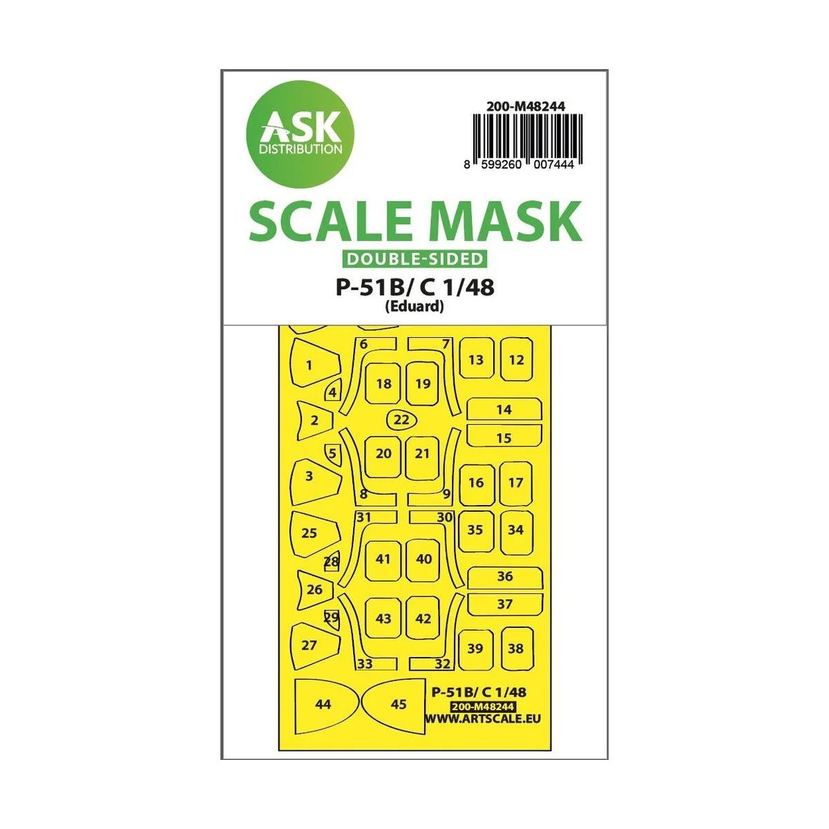 P-51B/C Mustang double-sided express fit mask for Eduard - Art Scal...