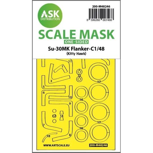 Su-30MK Flanker-C one-sided express fit mask for Kitty Hawk, 1/48 -...