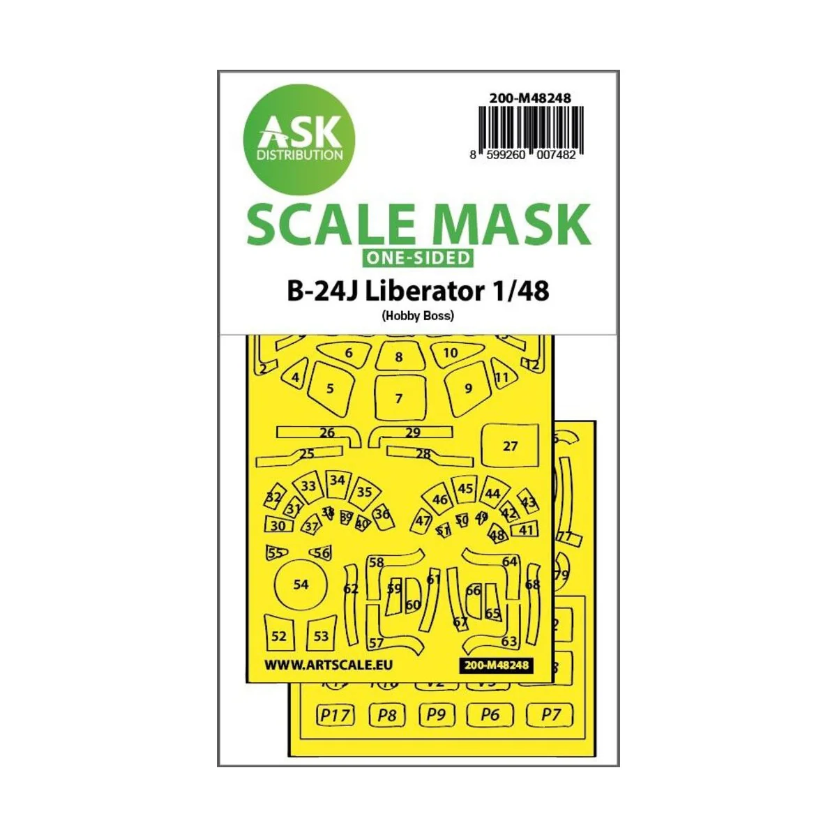 B-24J Liberator one-sided express fit mask for Hobby Boss - Art Sca...