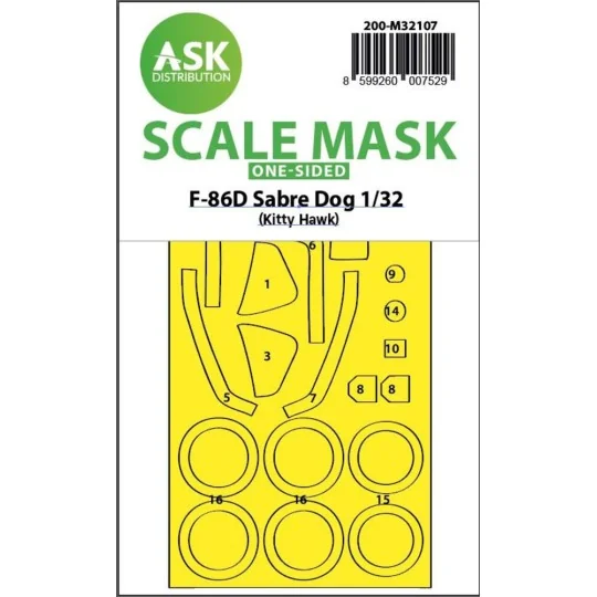 F-86D Sabre Dog one-sided express fit mask for Kitty Hawk, 1/32 - A...