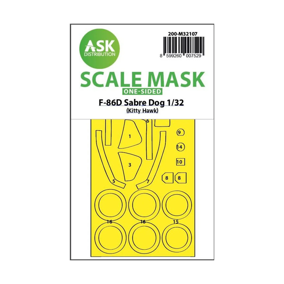 F-86D Sabre Dog one-sided express fit mask for Kitty Hawk, 1/32 - A...