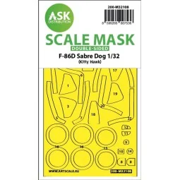 F-86D Sabre Dog double-sided express fit mask for Kitty Hawk, 1/32 ...