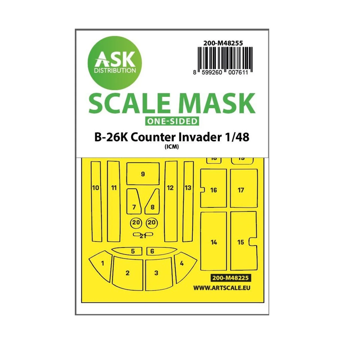B-26K Counter Invader one-sided express fit mask for ICM - Art Scal...