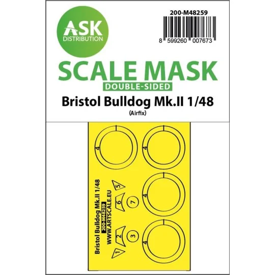 Bristol Bulldog Mk.II double-sided express fit mask for Airfix, 1/4...