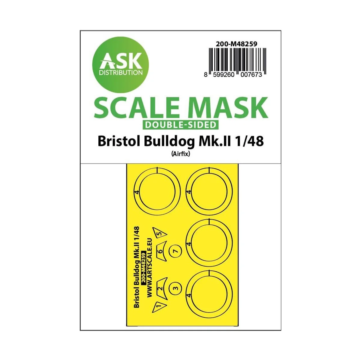 Bristol Bulldog Mk.II double-sided express fit mask for Airfix, 1/4...