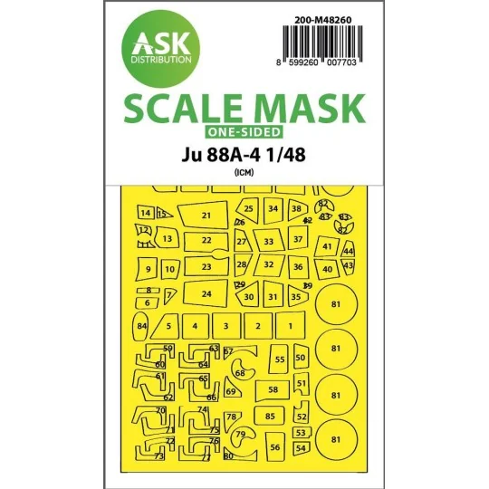 Ju 88A-4 one-sided express fit mask for ICM, 1/48 - Art Scale Kit 2...