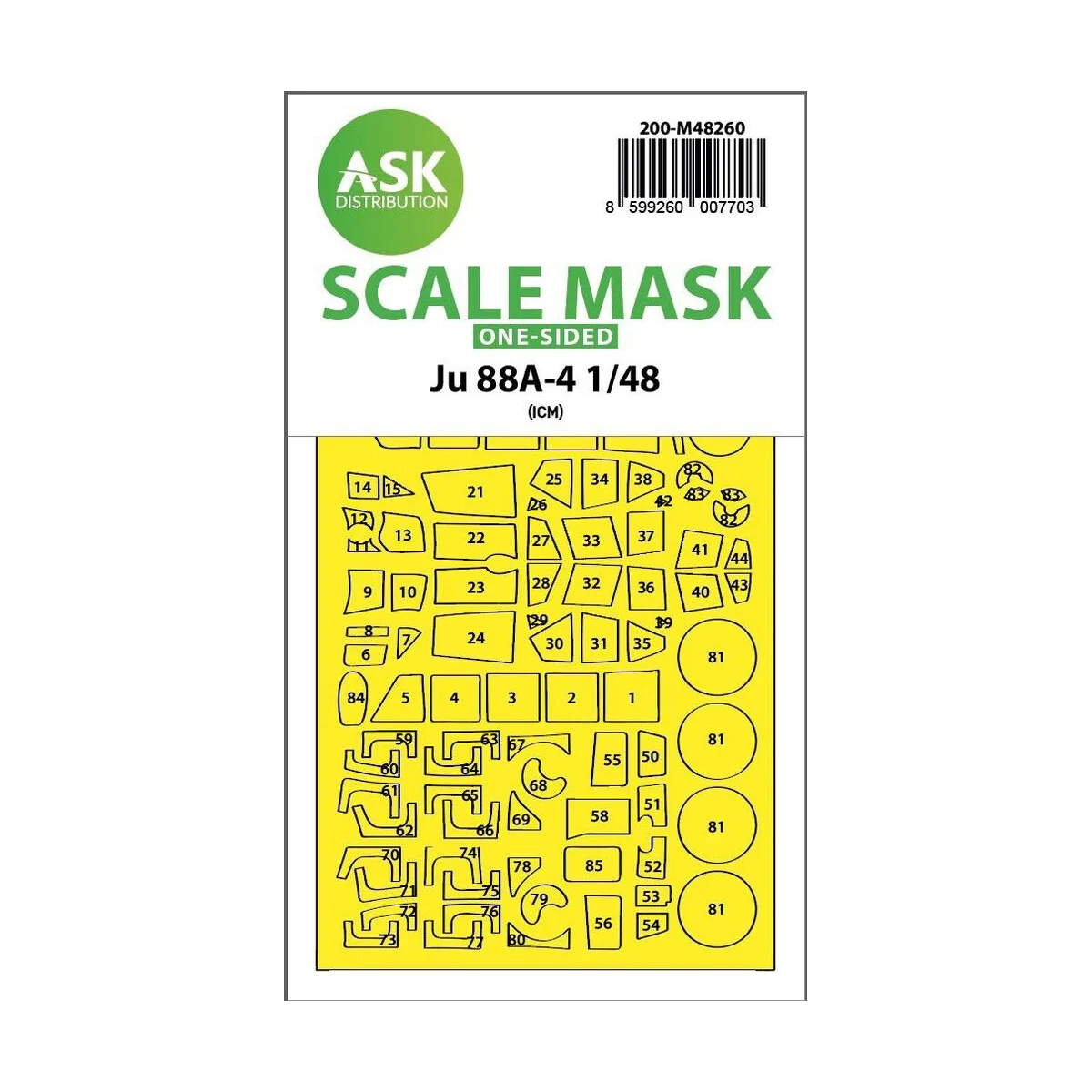 Ju 88A-4 one-sided express fit mask for ICM - Art Scale Kit 200-M48260