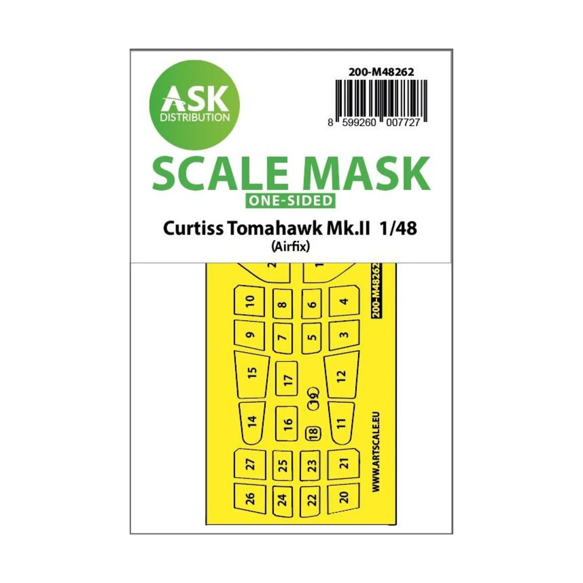 Curtiss Tomahawk Mk.II one-sided express fit mask for Airfix, 1/48 ...