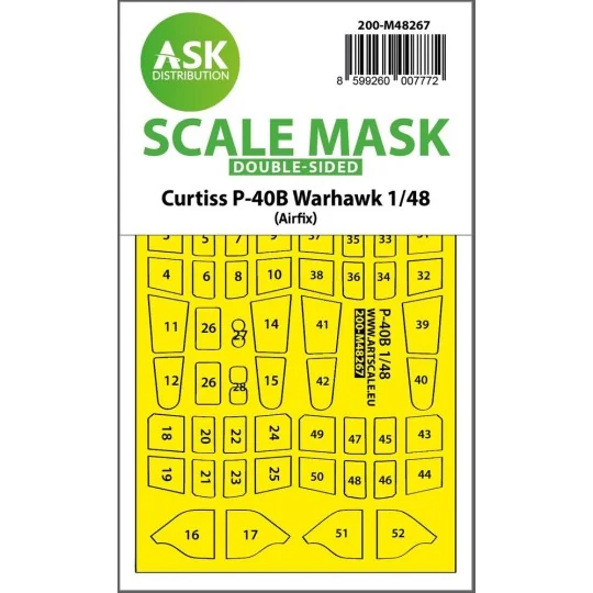 Curtiss P-40B Warhawk double-sided express fit mask for Airfix - Ar...