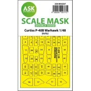Curtiss P-40B Warhawk double-sided express fit mask for Airfix, 1/4...