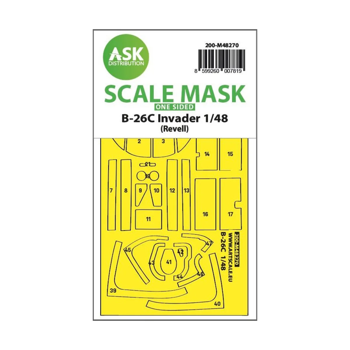 B-26C Invader one-sided express fit mask for Revell - Art Scale Kit...