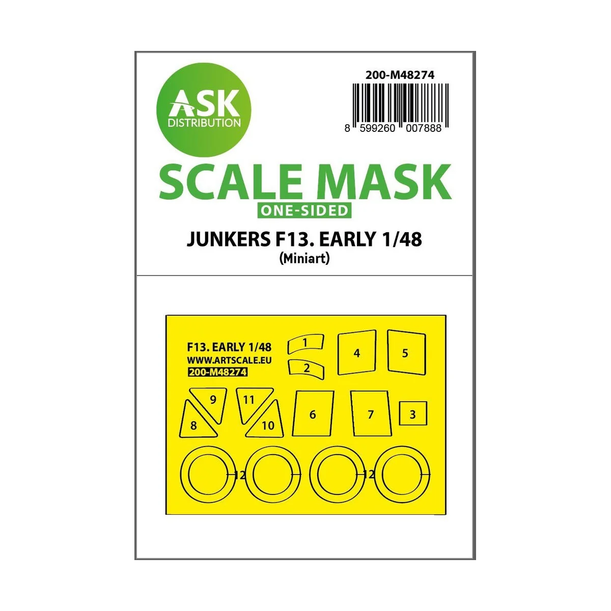 Junkers F 13 early production one-sided express fit mask for Miniar...