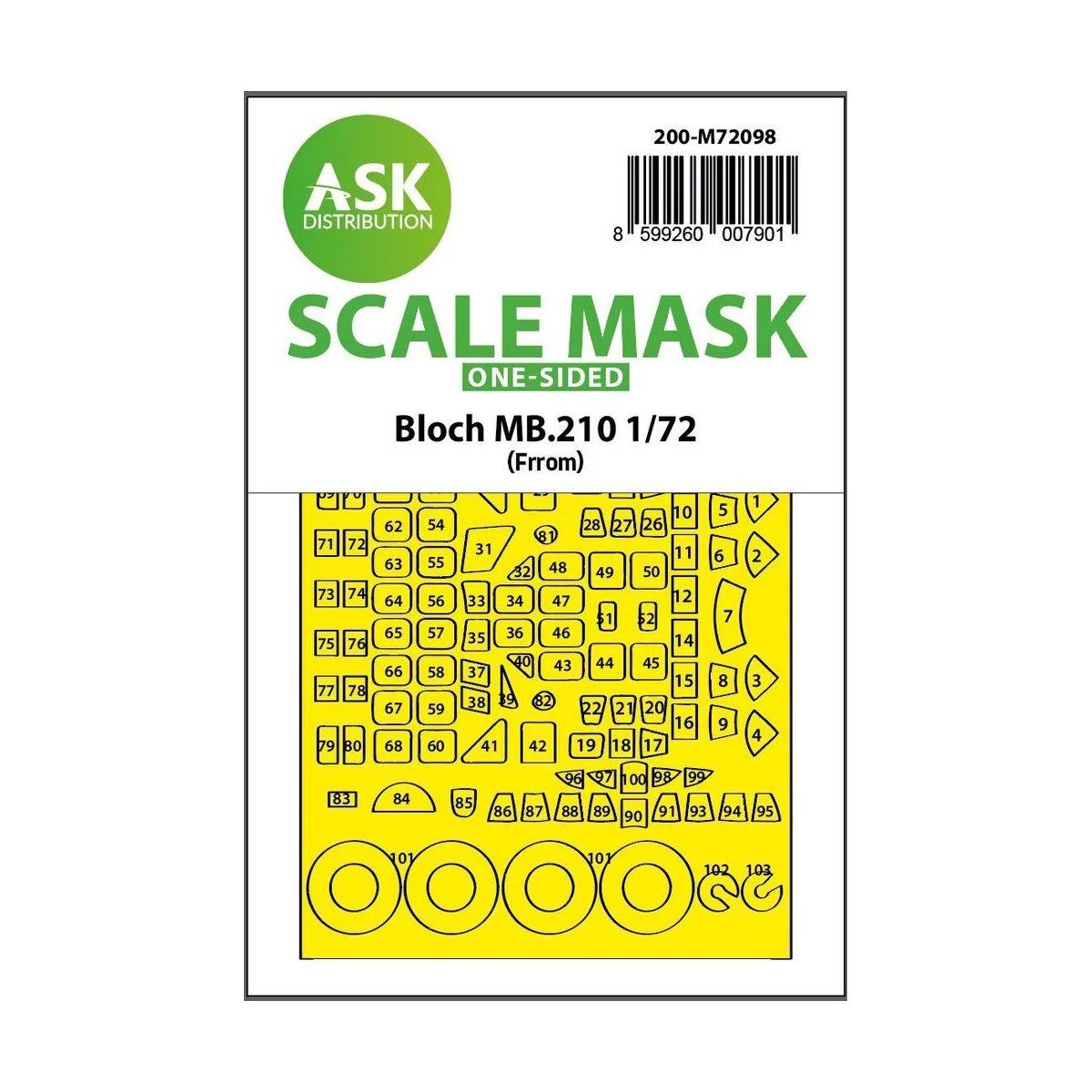 Bloch MB.210 one-sided fit express mask for Special Hobby - Art Sca...