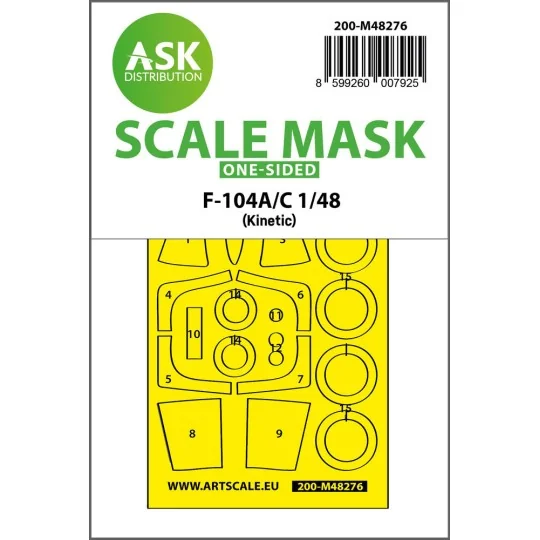 F-104A/C one-sided express fit mask for Kinetic, 1/48 - Art Scale K...