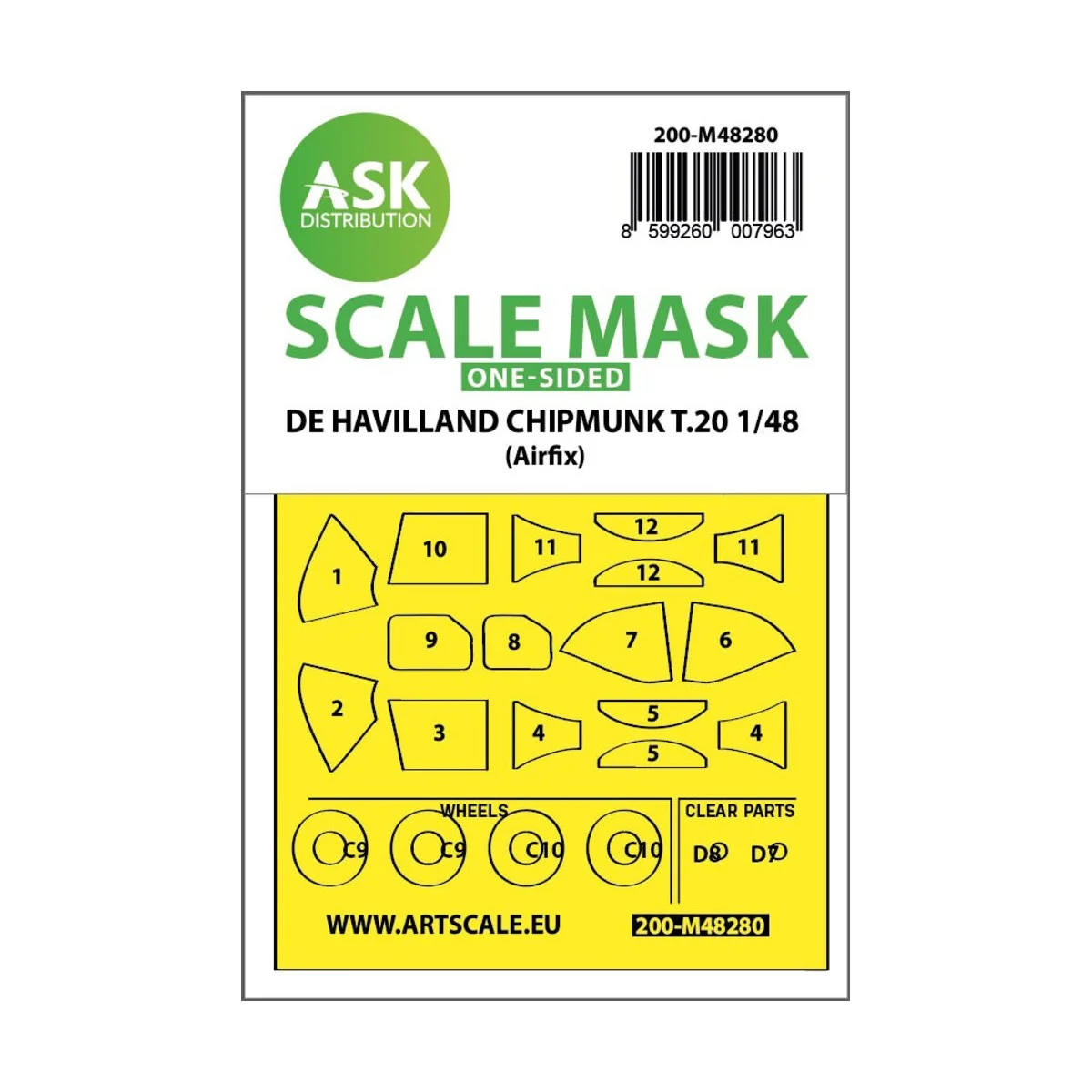 De Havilland Chipmunk T.20 one-sided express fit mask for Airfix - ...