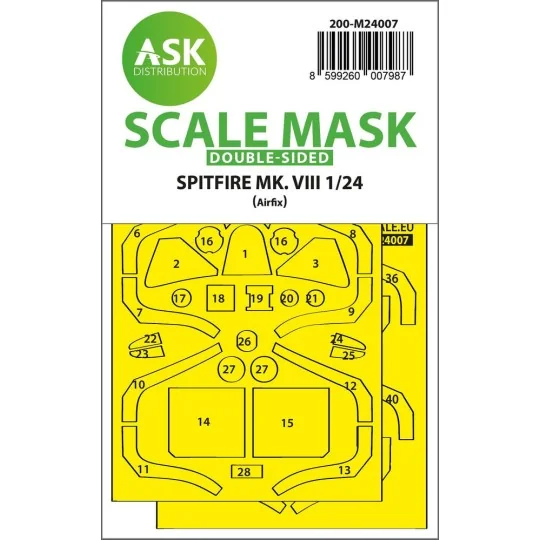 Spitfire Mk.VIII double-sided express fit masks for Airfix - Art Sc...