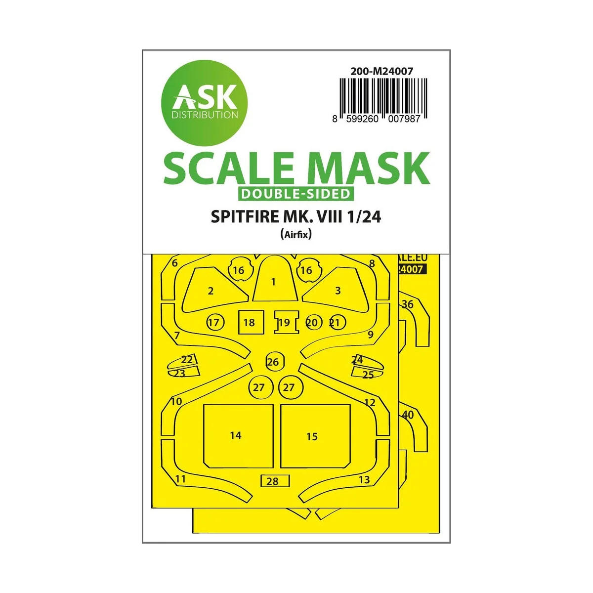 Spitfire Mk.VIII double-sided express fit masks for Airfix - Art Sc...