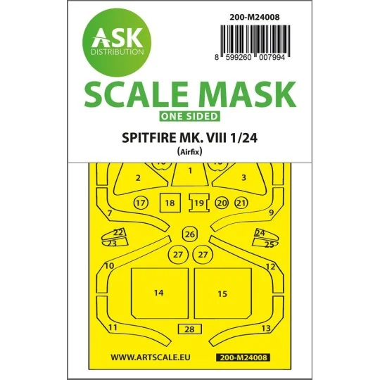 Spitfire Mk.VIII one-sided express fit masks for Airfix, 1/24 - Art...