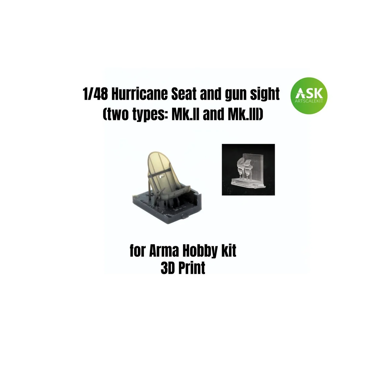 Hurricane Seat and gun sight (two types: Mk.II and Mk.III), 1/48 - ...