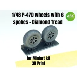 P-47D wheels with 6 spokes - Diamond Tread and masks - Art Scale Ki...