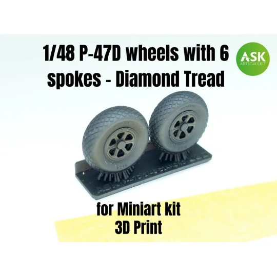 P-47D wheels with 6 spokes - Diamond Tread and masks - Art Scale Ki...