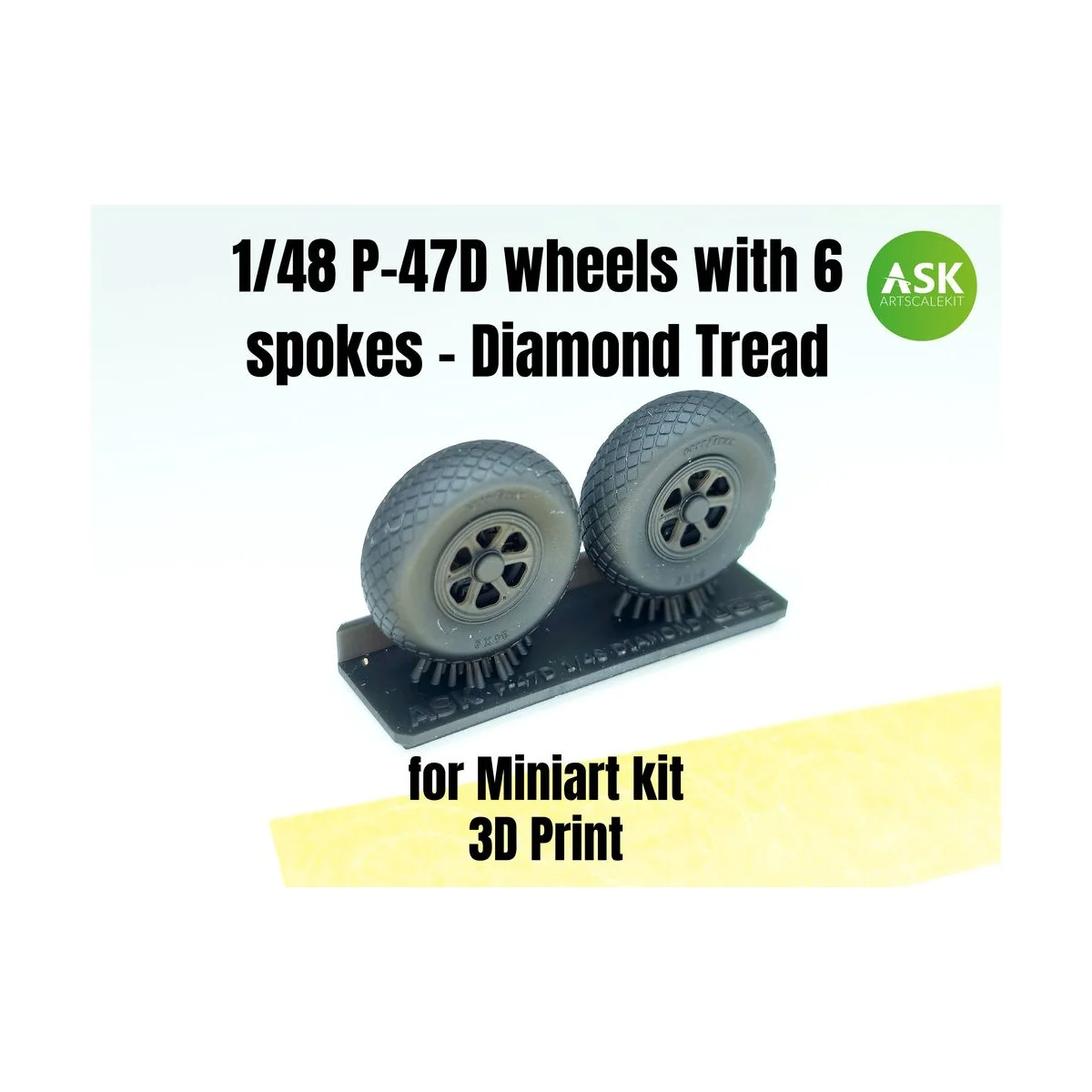 P-47D wheels with 6 spokes - Diamond Tread and masks, 1/48 - Art Sc...