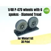 P-47D wheels with 6 spokes - Diamond Tread and masks - Art Scale Ki...