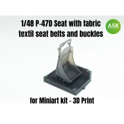 P-47D Seat with fabric textil seat belts and buckles, 1/48 - Art Sc...
