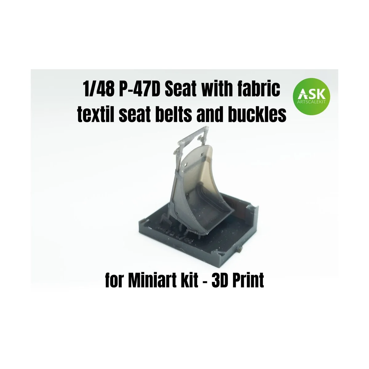 P-47D Seat with fabric textil seat belts and buckles, 1/48 - Art Sc...