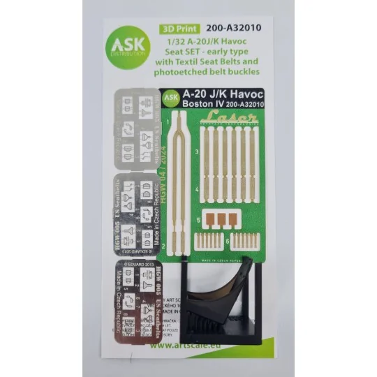 A-20J/K Havoc - Seat SET - early type with Textil Seat Belts and ph...