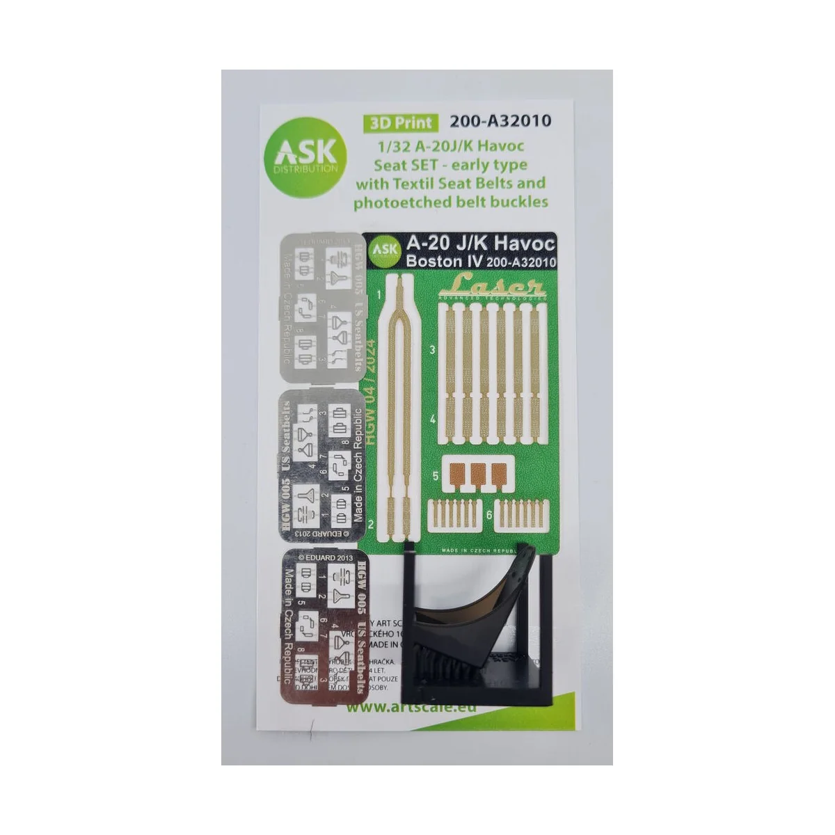 A-20J/K Havoc - Seat SET - early type with Textil Seat Belts and ph...