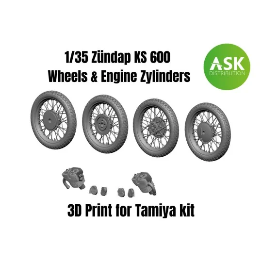 Zündap KS 600 Wheels and Engine Zylinders - Art Scale Kit 200-A35008