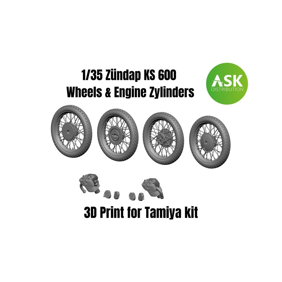 Zündap KS 600 Wheels and Engine Zylinders - Art Scale Kit 200-A35008