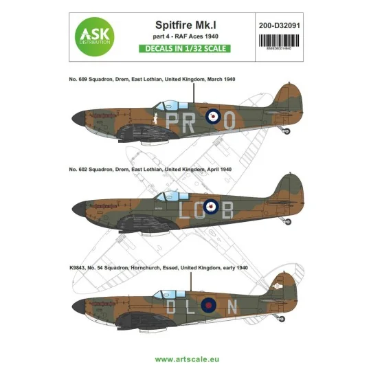 Spitfire Mk.I early part 4 - RAF Aces 1940 - Art Scale Kit 200-D32091