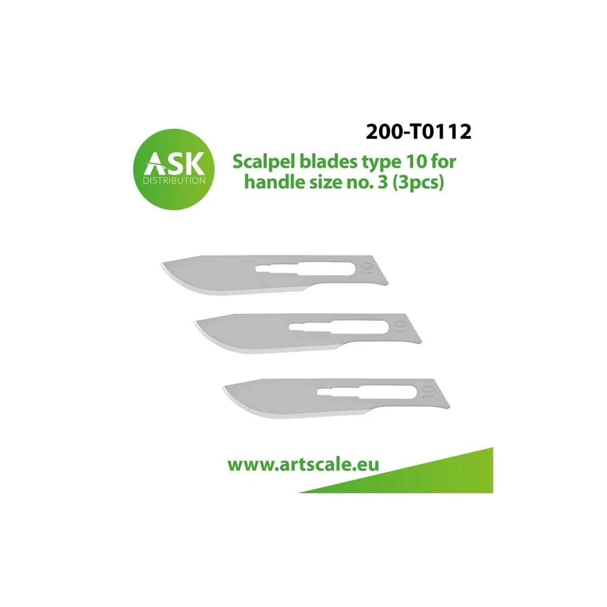 Scalpel blades type 10 for handle size no. 3 (3pcs) - Art Scale Kit...