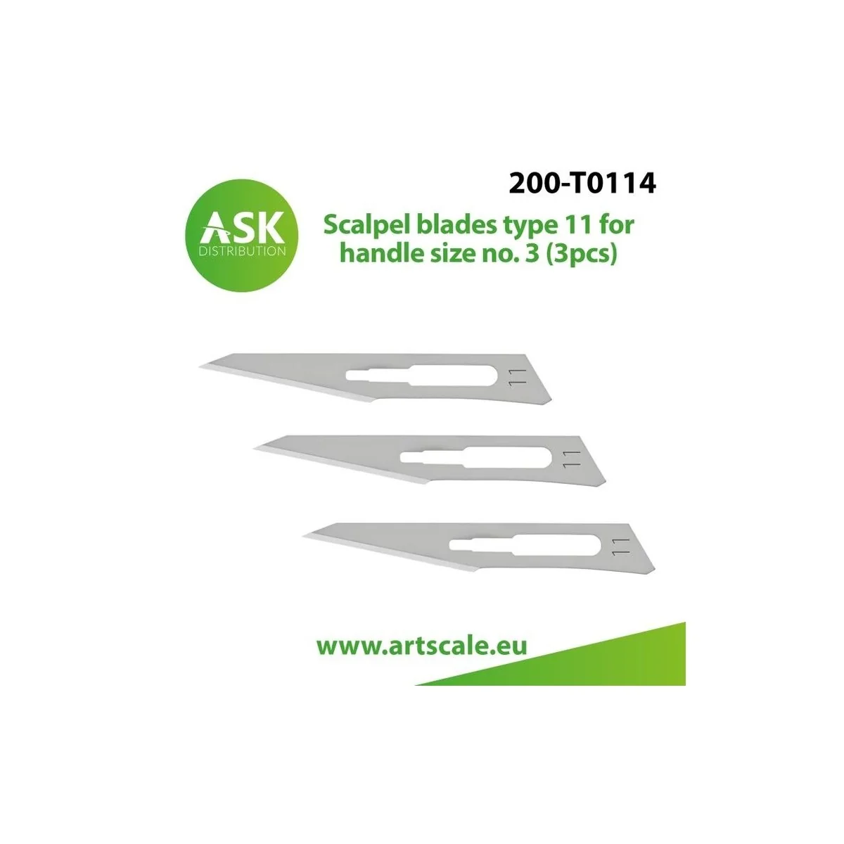 Scalpel blades type 11 for handle size no. 3 (3pcs) - Art Scale Kit...