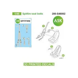 Spitfire seat belts - 3D printed decals by ASK - Art Scale Kit 200-...