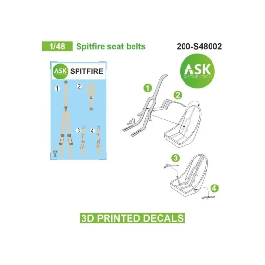 Spitfire seat belts - 3D printed decals by ASK, 1/48 - Art Scale Ki...