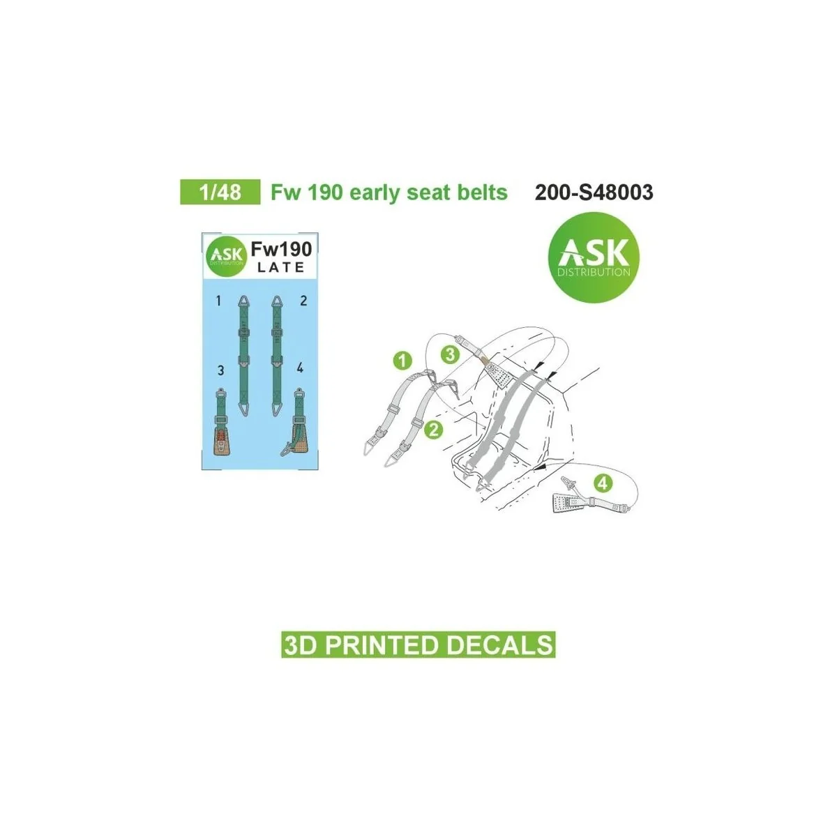 Fw 190 early seat belts - 3D printed decals by ASK - Art Scale Kit ...