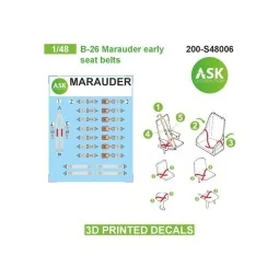 B-26 Marauder early seat belts - 3D printed decals by ASK, 1/48 - A...