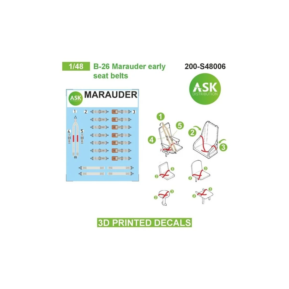B-26 Marauder early seat belts - 3D printed decals by ASK - Art Sca...