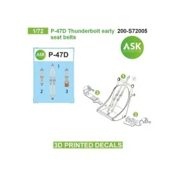 P-47D seat belts - 3D printed decals by ASK, 1/72 - Art Scale Kit 2...