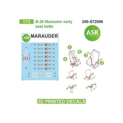 B-26 Marauder seat belts - 3D printed decals by ASK, 1/72 - Art Sca...