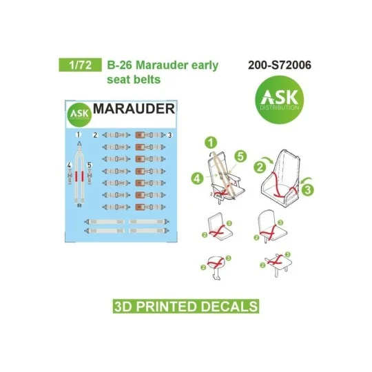 B-26 Marauder seat belts - 3D printed decals by ASK - Art Scale Kit...
