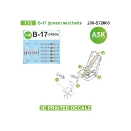 B-17 (green) seat belts - 3D printed decals by ASK - Art Scale Kit ...