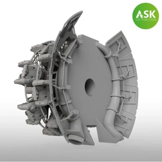 Nakajima Sakae 12 engine incl. exhausts and the open cowling flaps ...